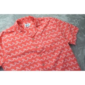UZZI Amphibious‎ Gear Men's Red Wave Print Short Sleeve Button Up Shirt Size L